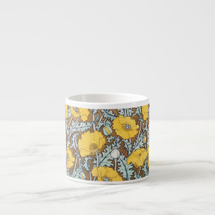 poppy art illustration yellow flower espresso cup