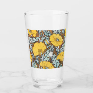 poppy art illustration yellow flower glass