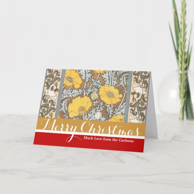 poppy art illustration yellow flower holiday card (Front)