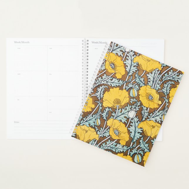 poppy art illustration yellow flower planner (Display)