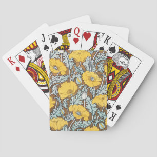 poppy art illustration yellow flower playing cards