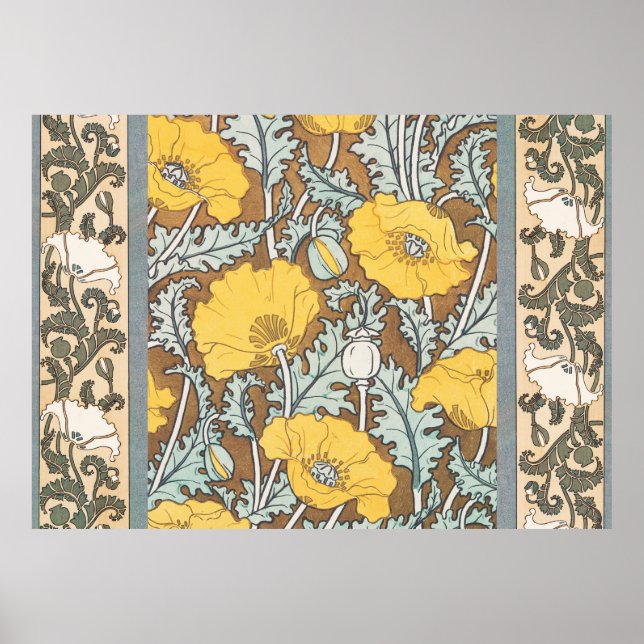 poppy art illustration yellow flower poster (Front)