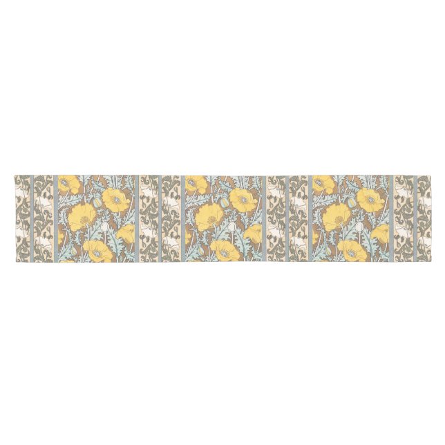 poppy art illustration yellow flower short table runner (Horizontal)
