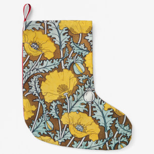 poppy art illustration yellow flower small christmas stocking