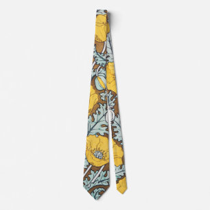 poppy art illustration yellow flower tie