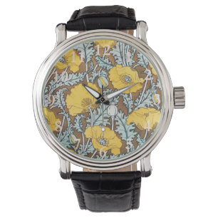 poppy art illustration yellow flower watch