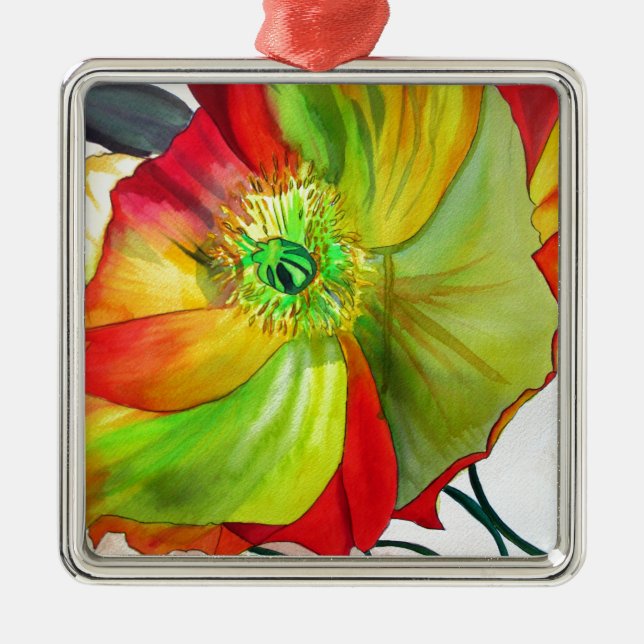 Poppy Art macro poppy Metal Ornament (Front)