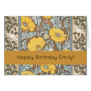 Poppy Art Nouveau Illustration Yellow Flower