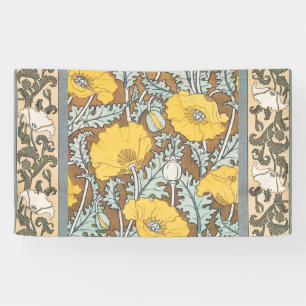 Poppy Art Nouveau Illustration Yellow Flower Banner