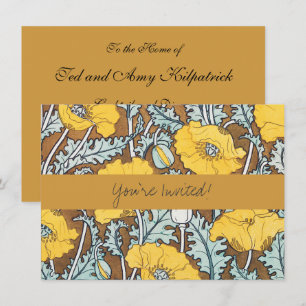 Poppy Art Nouveau Illustration Yellow Flower Invitation