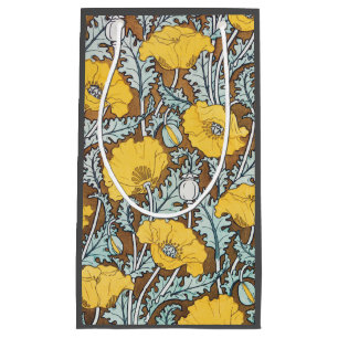 Poppy Art Nouveau Illustration Yellow Flower Small Gift Bag