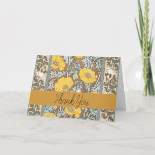 Poppy Art Nouveau Illustration Yellow Flower Thank You Card