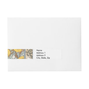 Poppy Art Nouveau Illustration Yellow Flower Wraparound Address Label