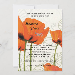 Poppy Bat Mitzvah Invitation