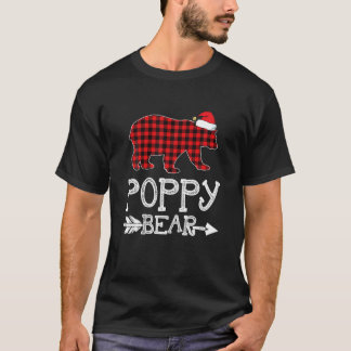 Poppy Bear Christmas Pajama Red Plaid Buffalo Fami T-Shirt