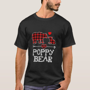 Poppy Bear Christmas Pajama Red Plaid Buffalo Fami T-Shirt