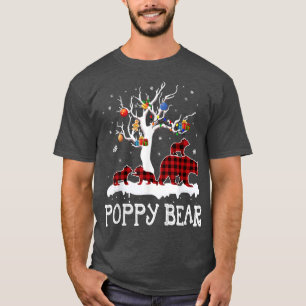 Poppy Bear Christmas Pajama Red Plaid Buffalo Fami T-Shirt
