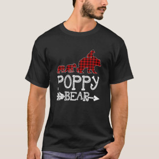 Poppy Bear Christmas Pajama Red Plaid Buffalo Fami T-Shirt