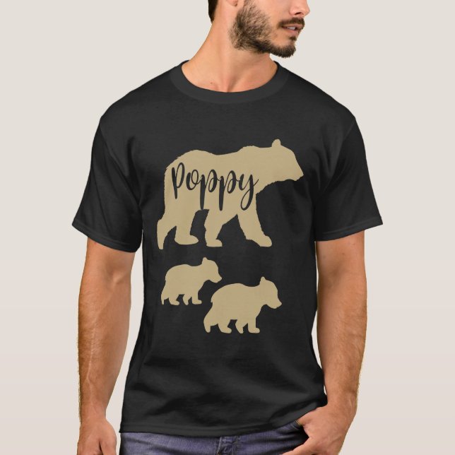 Poppy Bear T Shirt with Two Cubs (Front)