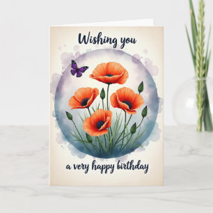 Poppy Birthday Watercolor Card