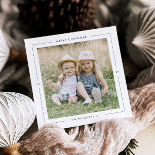 POPPY Black Photo Unique Modern Merry Christmas Holiday Card