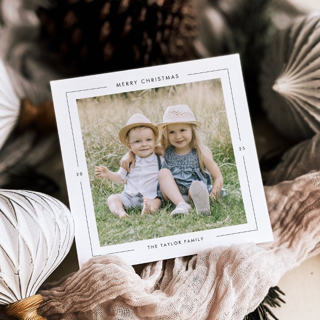 POPPY Black Photo Unique Modern Merry Christmas Holiday Card (POPPY Black Photo Unique Modern Merry Christmas Holiday Card)