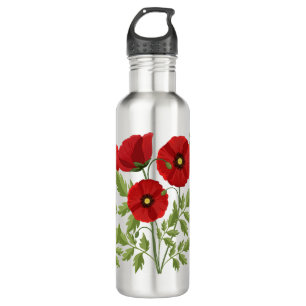 Poppy blooming joyful Summer Flowers 710 Ml Water Bottle