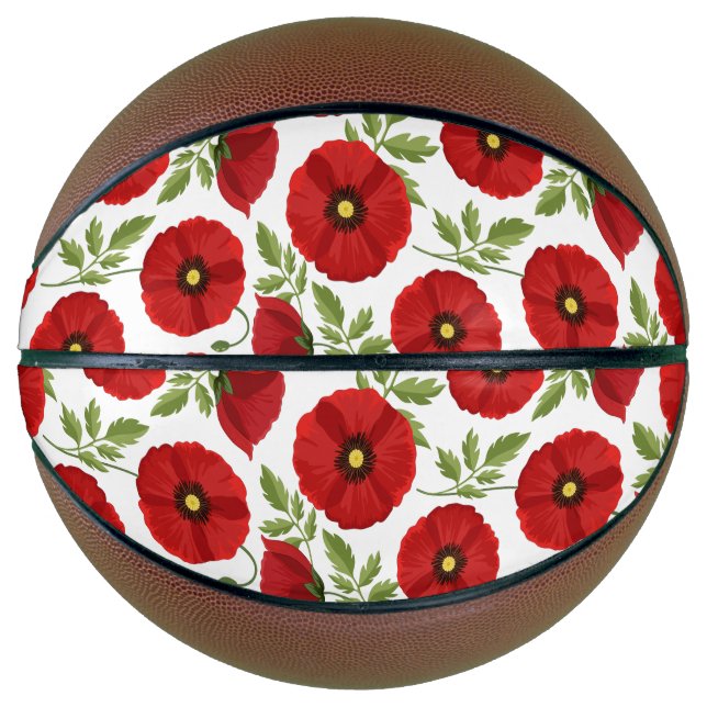 Poppy blooming joyful Summer Flowers Basketball (Front)