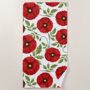 Poppy blooming joyful Summer Flowers Beach Towel
