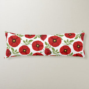 Poppy blooming joyful Summer Flowers Body Cushion