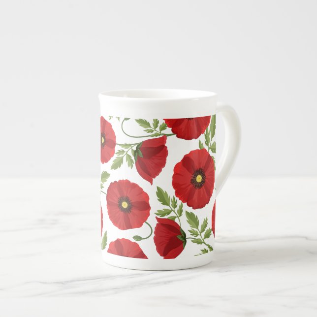 Poppy blooming joyful Summer Flowers Bone China Mug (Front Right)