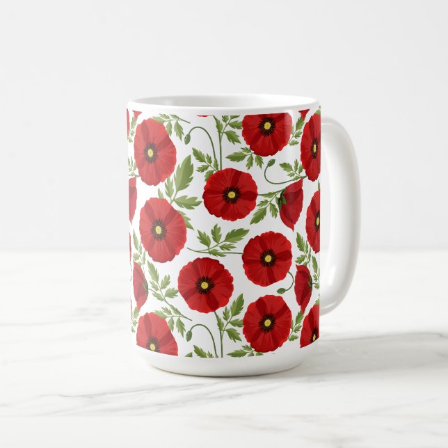 Poppy blooming joyful Summer Flowers Coffee Mug (Front Right)