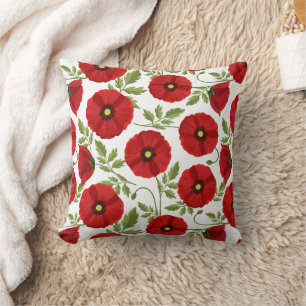 Poppy blooming joyful Summer Flowers Cushion
