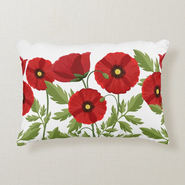 Poppy blooming joyful Summer Flowers Decorative Cushion (Front)