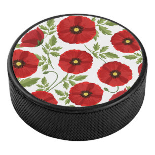 Poppy blooming joyful Summer Flowers Hockey Puck