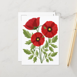 Poppy blooming joyful Summer Flowers Holiday Postcard