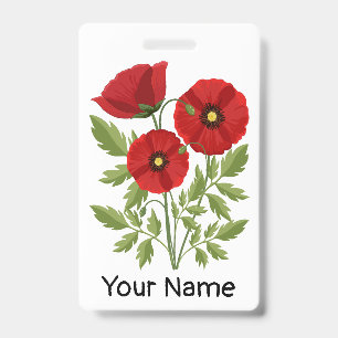 Poppy blooming joyful Summer Flowers ID Badge