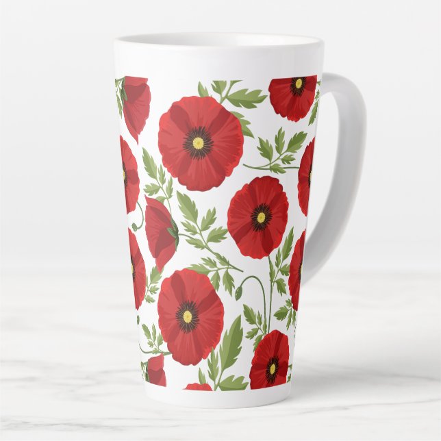 Poppy blooming joyful Summer Flowers Latte Mug (Right Angle)