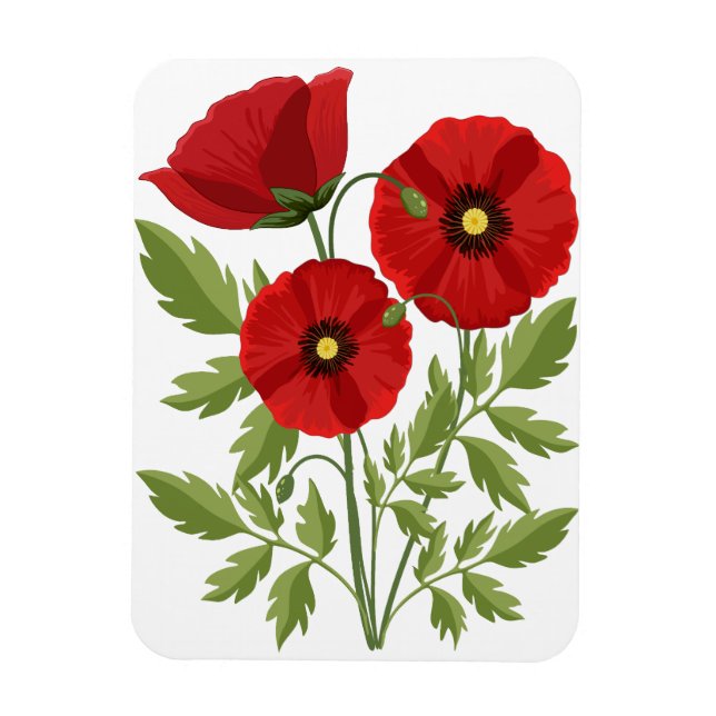 Poppy blooming joyful Summer Flowers Magnet (Vertical)