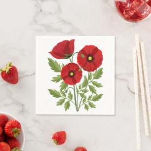 Poppy blooming joyful Summer Flowers Napkin