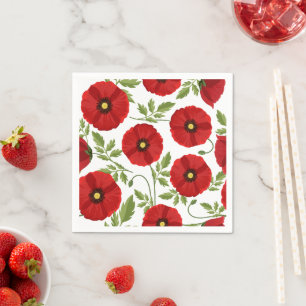 Poppy blooming joyful Summer Flowers Napkin