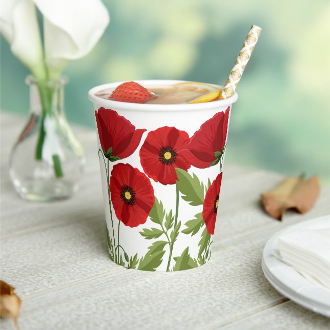 Poppy blooming joyful Summer Flowers Paper Cups (Insitu)