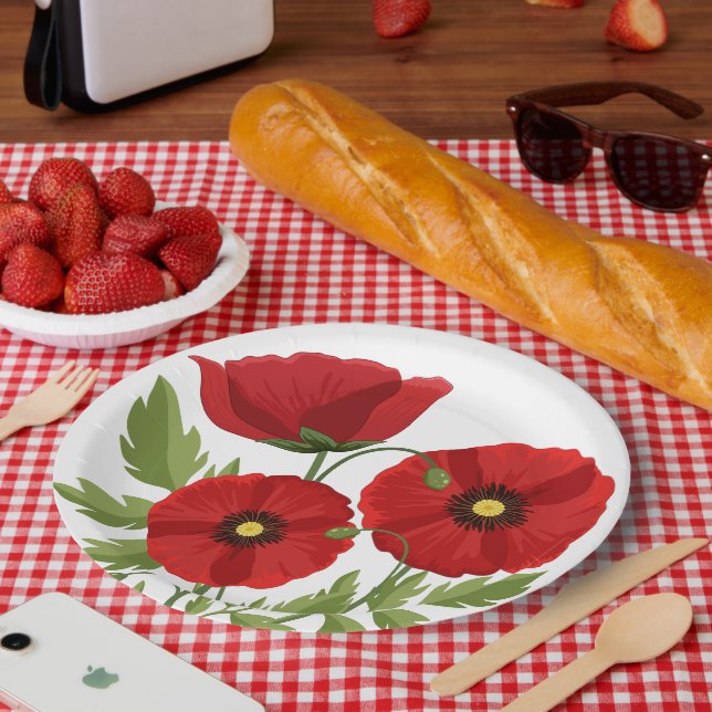 Poppy blooming joyful Summer Flowers Paper Plate (Picnic)