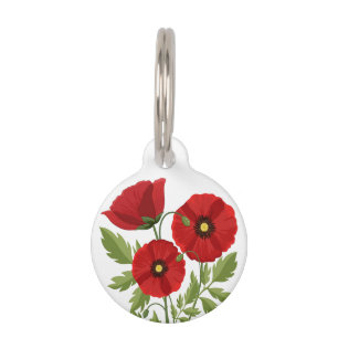 Poppy blooming joyful Summer Flowers Pet Tag