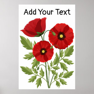 Poppy blooming joyful Summer Flowers Poster