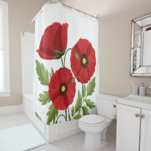 Poppy blooming joyful Summer Flowers Shower Curtain