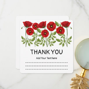 Poppy blooming joyful Summer Flowers Thank You Card