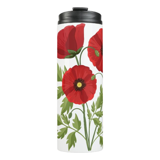 Poppy blooming joyful Summer Flowers Thermal Tumbler (Front)