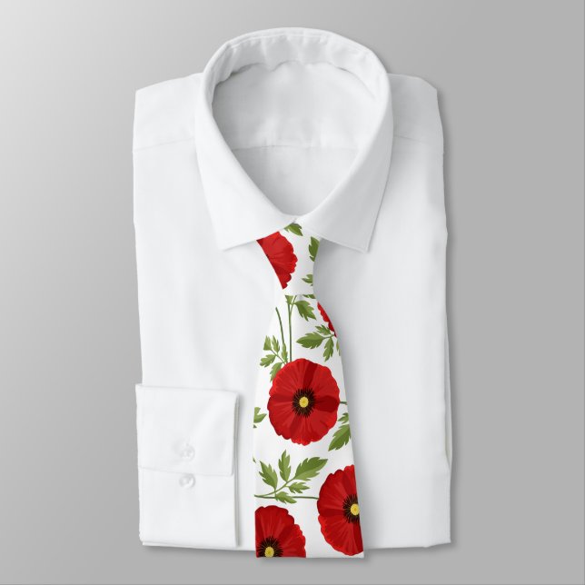 Poppy blooming joyful Summer Flowers Tie (Tied)