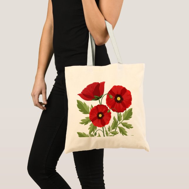 Poppy blooming joyful Summer Flowers Tote Bag (Front (Product))